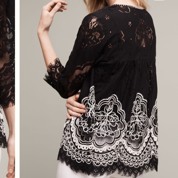 Hemant & Nandita Anthropologie Lace embroidered cape jacket‎ blouse size small - Picture 4 of 14